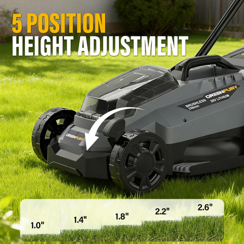 GREENFURY lightweight 19 lb mower demonstrates easy maneuverability