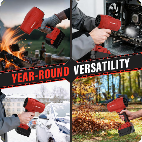 Greenfury compact handheld design ideal for patio, garage, and workshop cleanup.