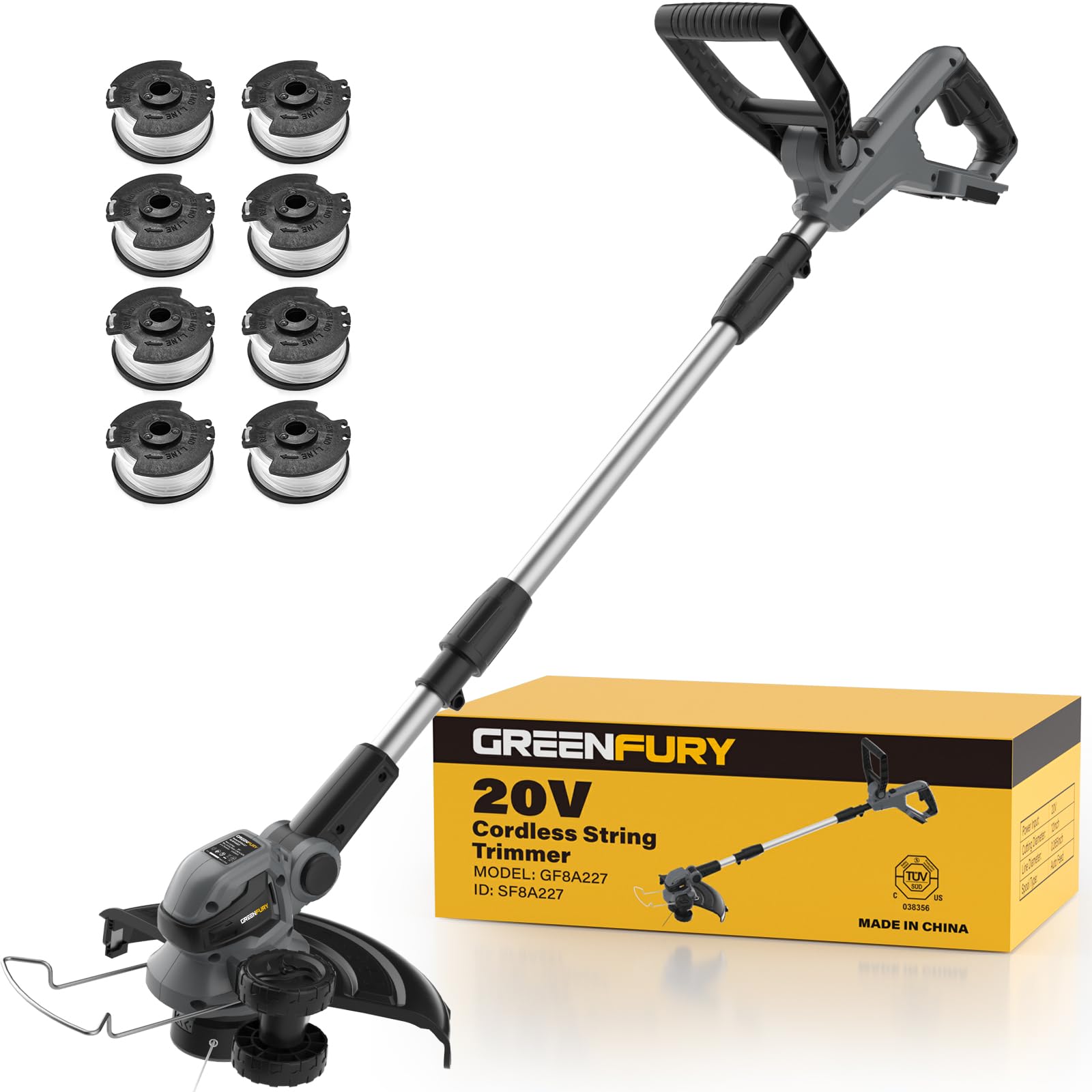 GREENFURY weed wacker with Dewalt 20V MAX compatibility for easy, gas-free yard work.