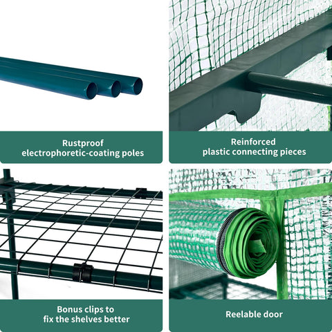 GreenGiggle 4-Tier frame durability highlights rust-proof steel for year-round use.