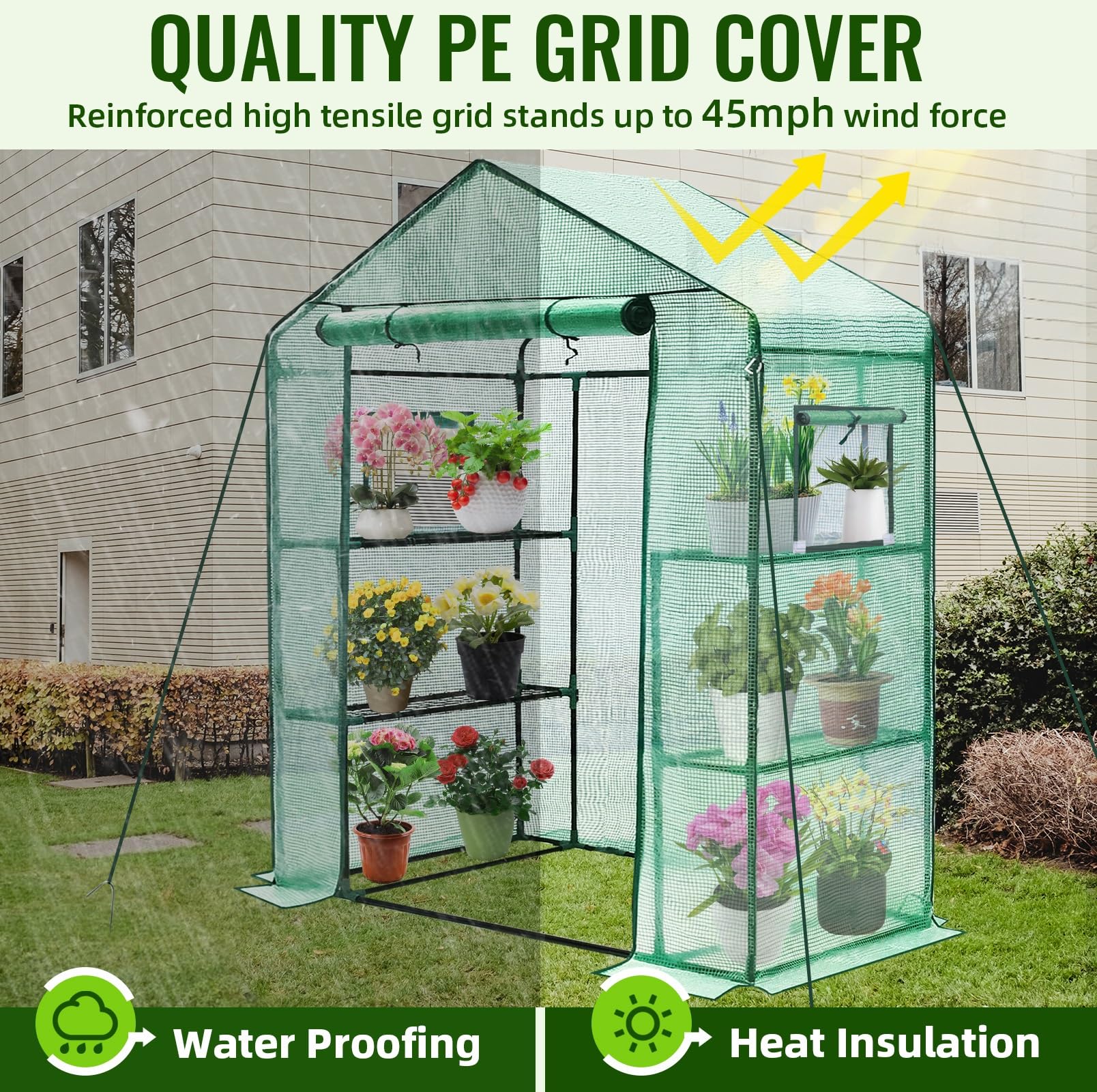 Greengro greenhouse screened windows promote airflow and pest control