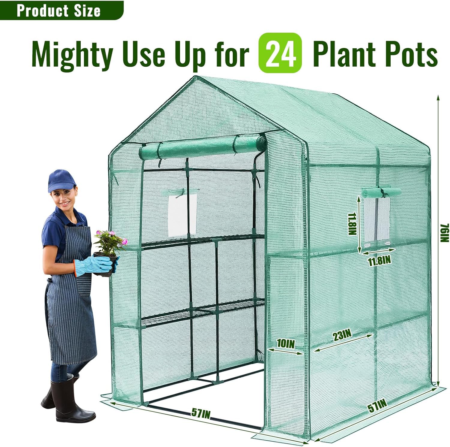 Greengro Greenhouse screened windows promote airflow while keeping pests at bay.