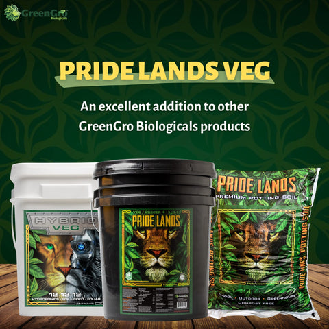 Bigger buds during vegetative and early flowering stages with GreenGro Pride Lands Veg.