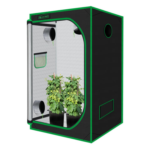 Green Hut grow tent interior view with reflective Mylar lining enhances light efficiency.