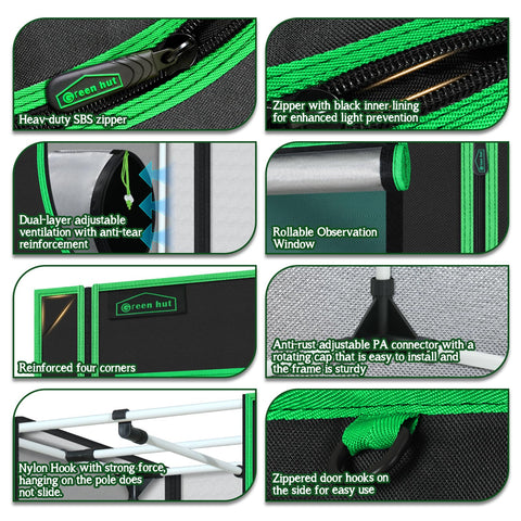 Green Hut grow tent observation window allows quick checks without disturbing setup.