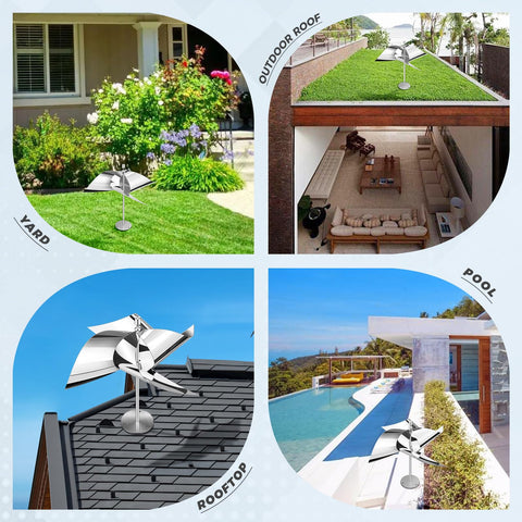 Greenight garden-friendly device keeps patios clean by discouraging droppings and nesting.