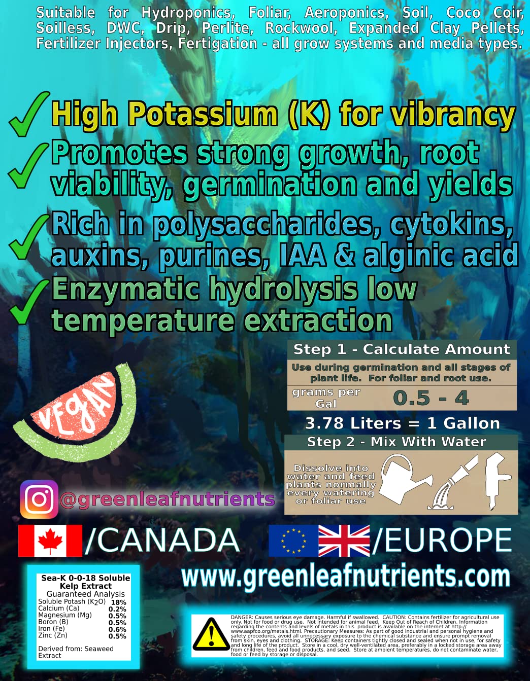 Sea-Kelp application across hydroponics and drip irrigation systems