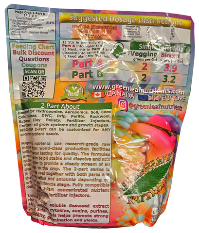 Greenleaf Nutrients Calcium Nitrate Mega Crop bottle label highlighting calcium content.