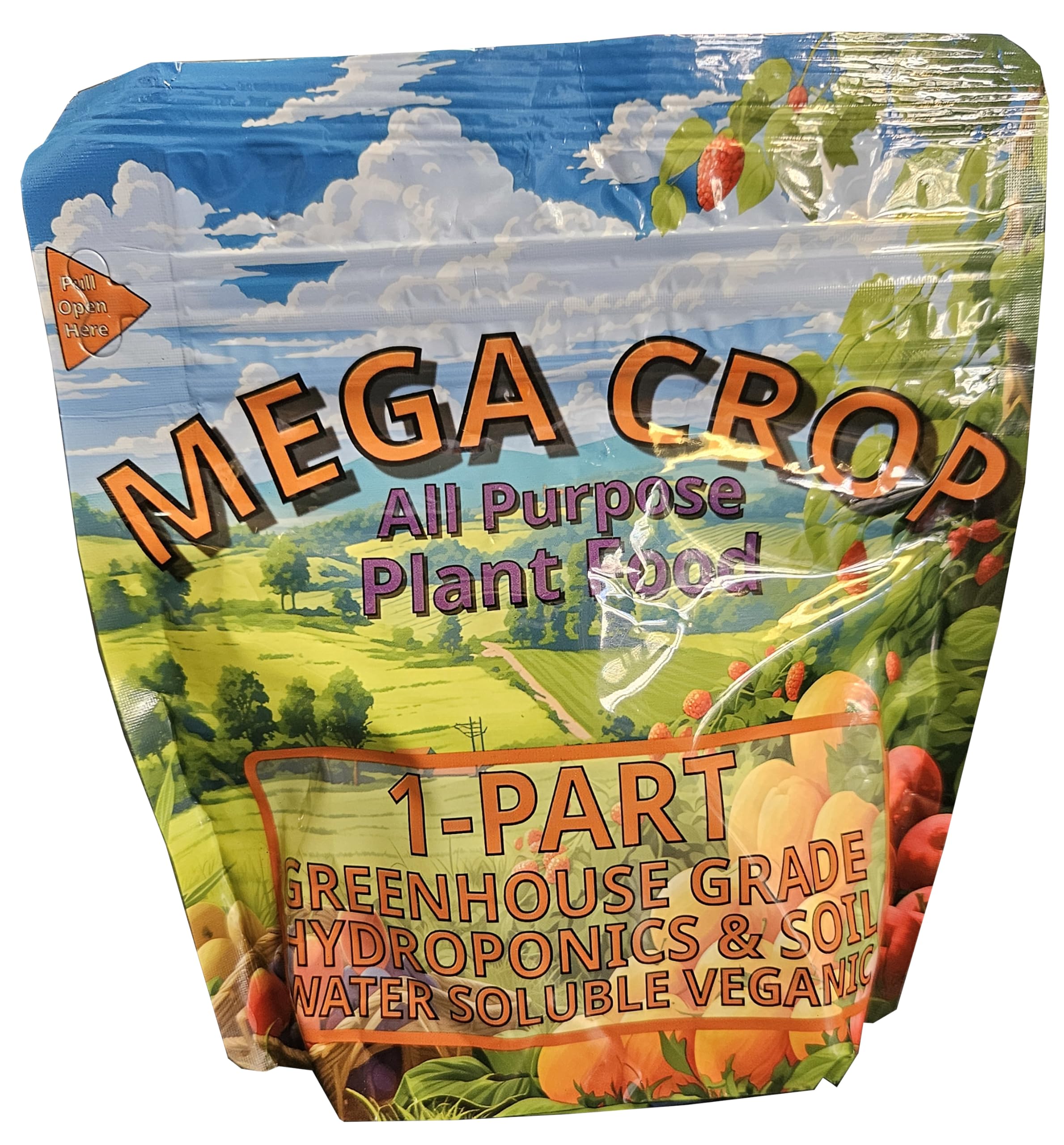 Greenleaf Nutrients Mega Crop base nutrient bottle for strong growth.