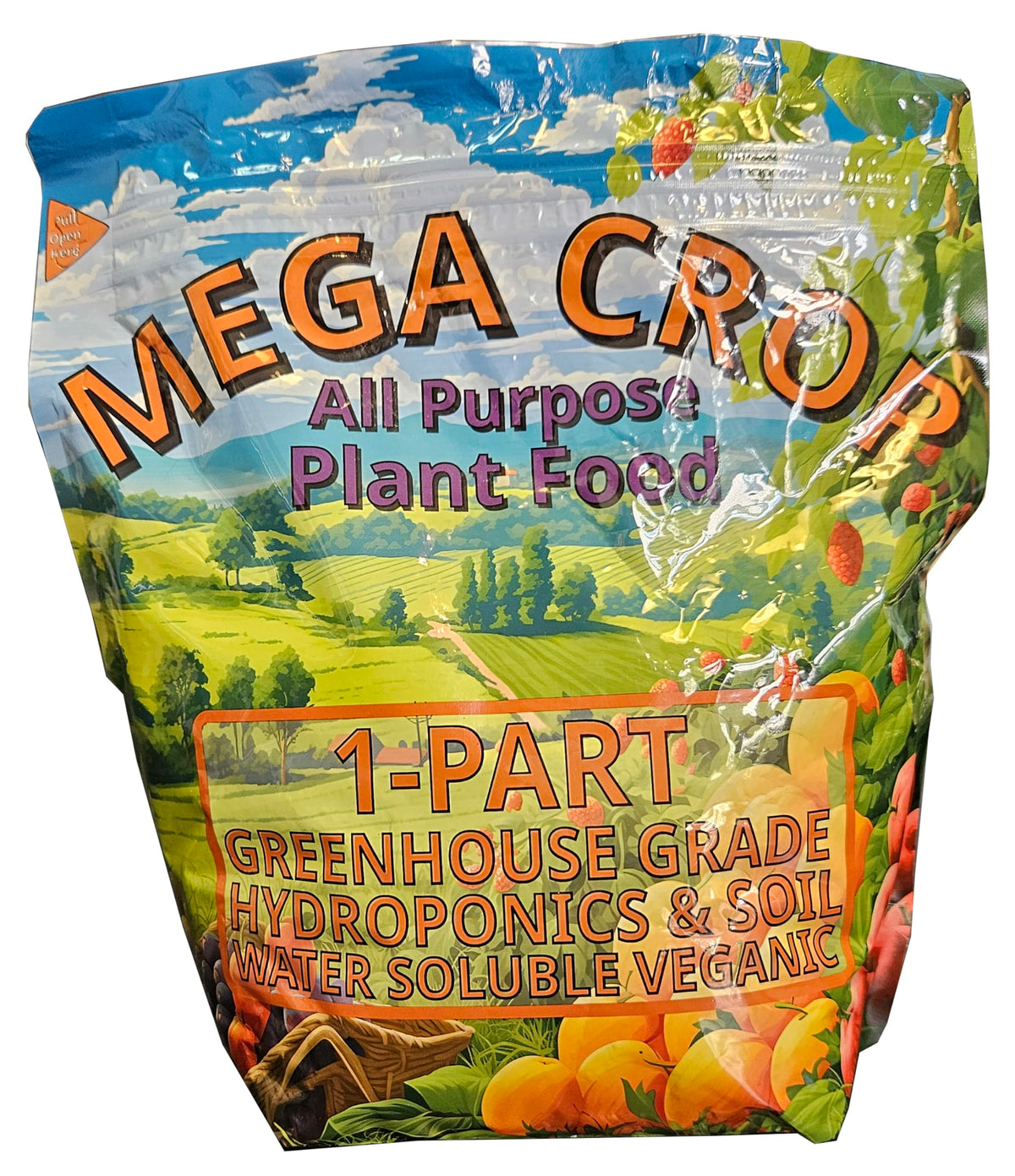 Greenleaf Nutrients Mega Crop bottle front view for easy planting feeding