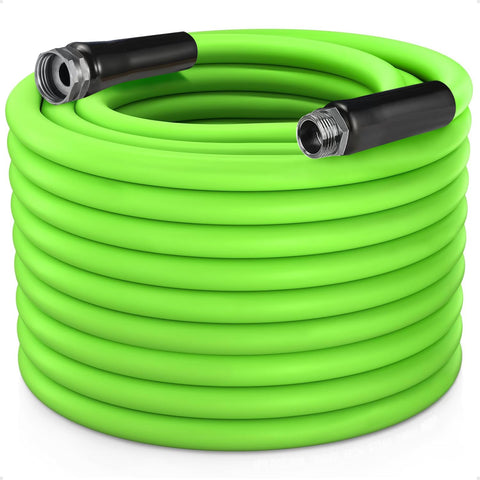 Greenleisure heavy-duty garden hose 200ft coiled for easy storage and quick watering.