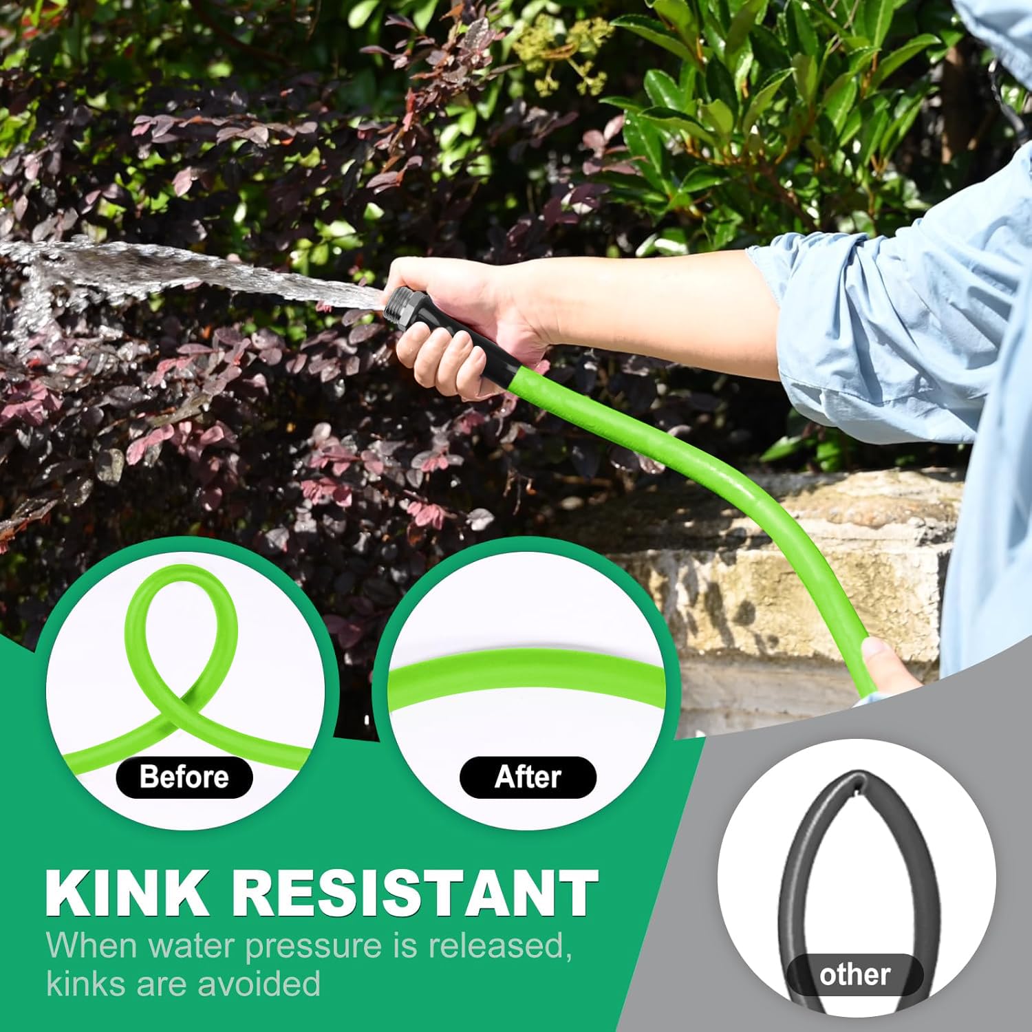 Greenleisure heavy-duty hose handles high pressure for residential use.