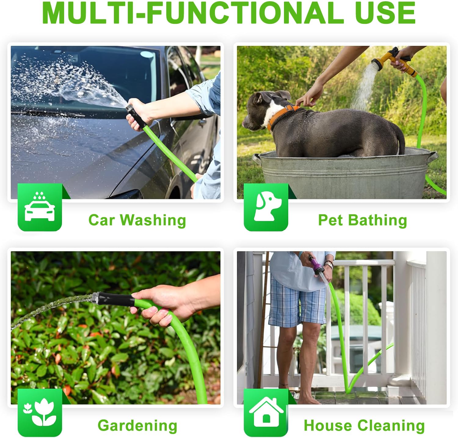 Greenleisure 200ft garden hose offers versatile tasks and flexible handling.