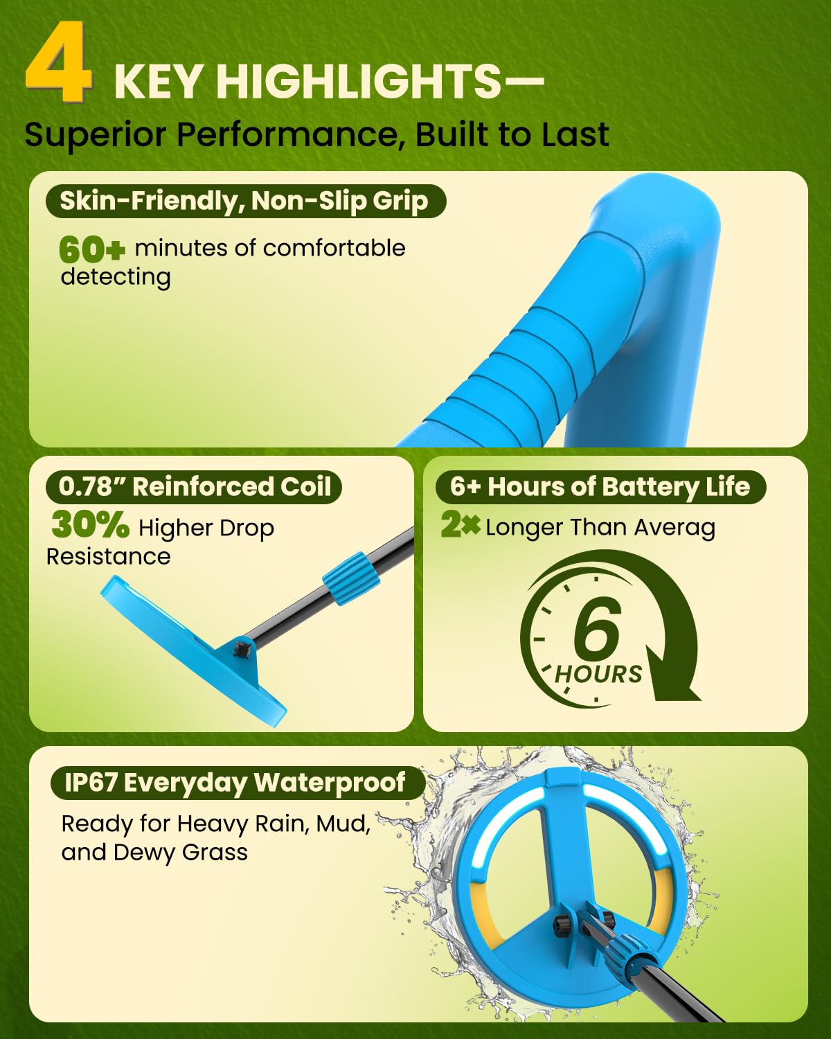 4-inch precision depth helps locate coins with clear feedback.