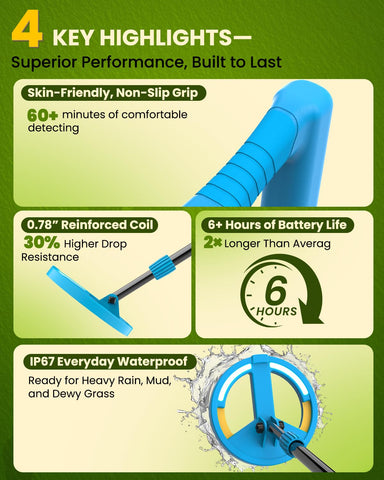 4-inch precision depth helps locate coins with clear feedback.