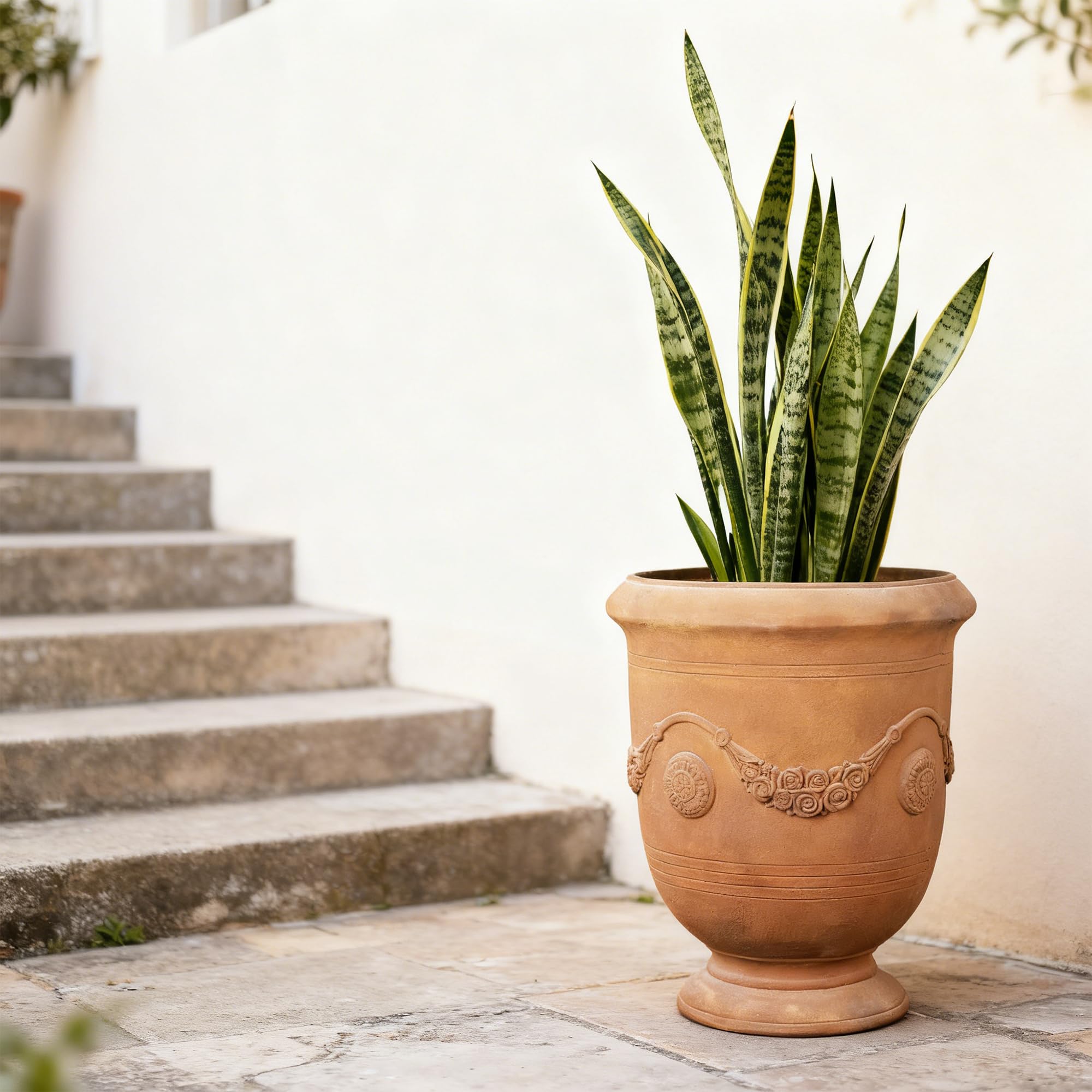 Greens Word planter-porch-garden-setup supports versatile outdoor display.