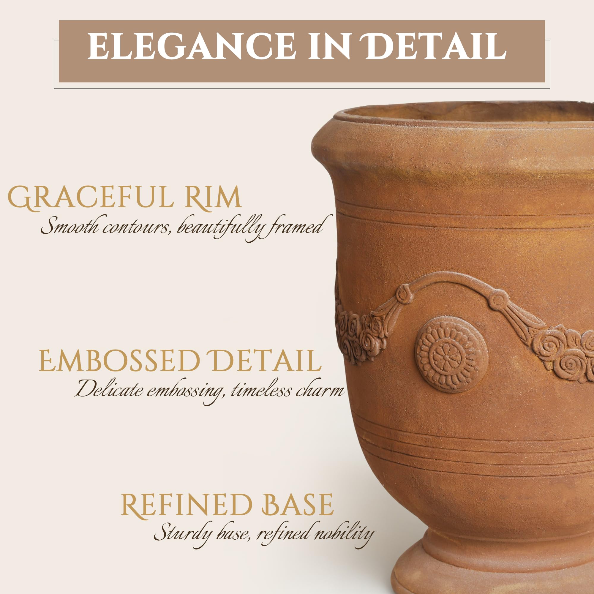 Greens Word planter-urn suitable for indoor and outdoor use in any decor.