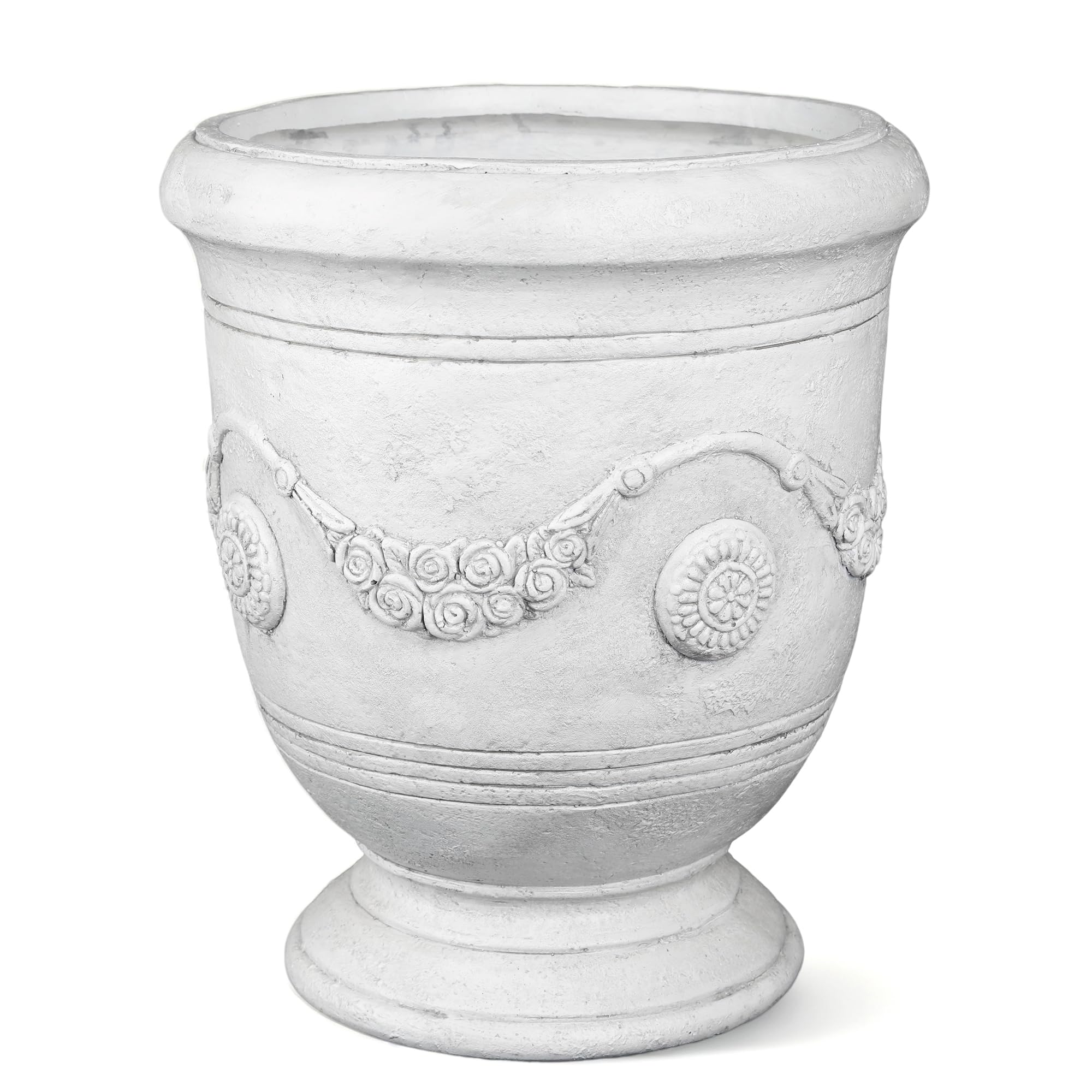 Greens Word urn planter on sunny front porch enhances curb appeal