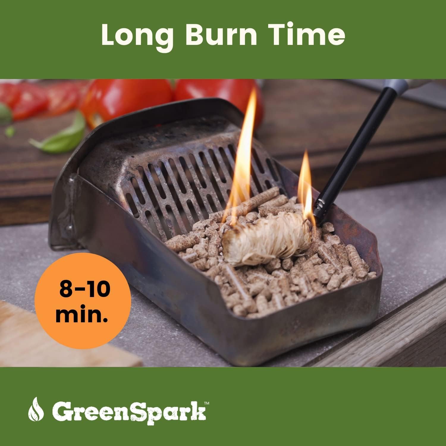 GreenSpark 10 minute burn demonstrates efficient ignition in various weather conditions.