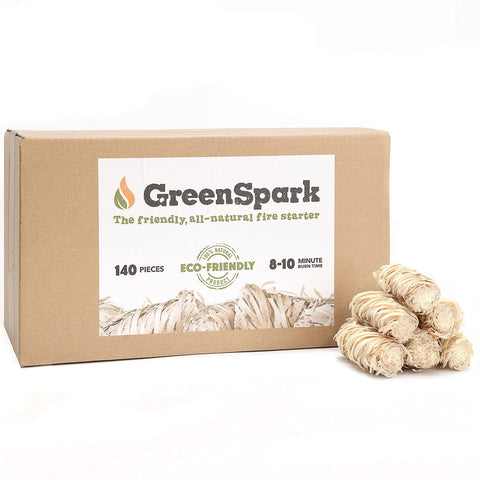 GreenSpark fire starters in packaging for easy, eco-friendly storage and use