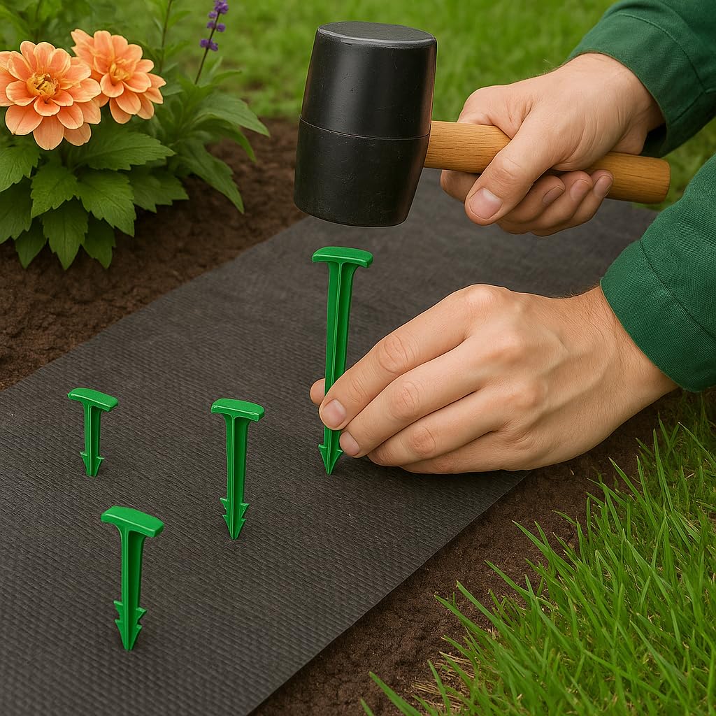GreenStake netting pin used to secure garden netting and mesh in landscaping.