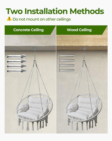 Greenstell hammock chair ceiling mount for concrete shows versatile mounting options.