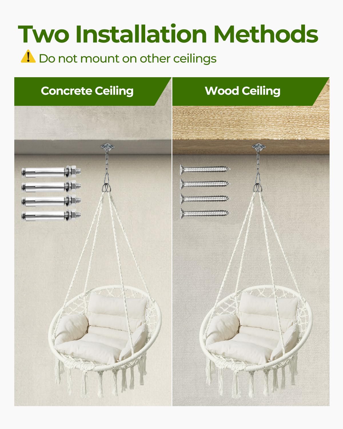 GREENSTELL ceiling mount for wood ceiling shows versatile hanging option.