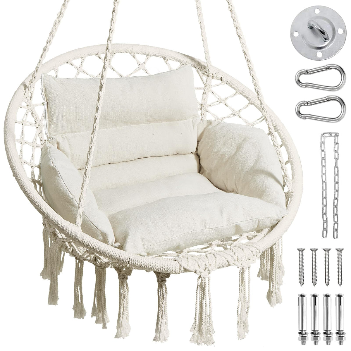 GREENSTELL hammock chair cloud cushion close-up showing plush comfort for relaxing.