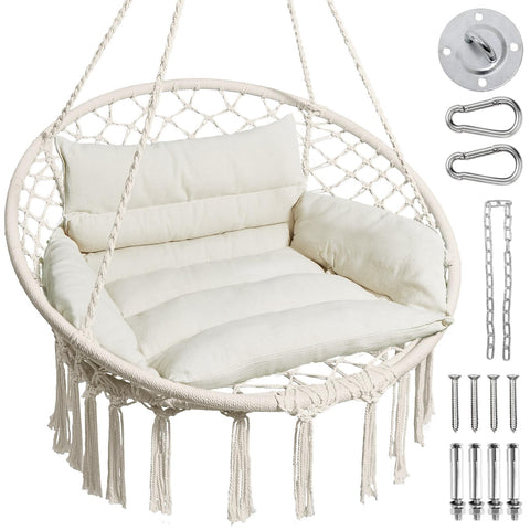 Greenstell Hammock Chair macrame structure for stylish outdoor relaxation.