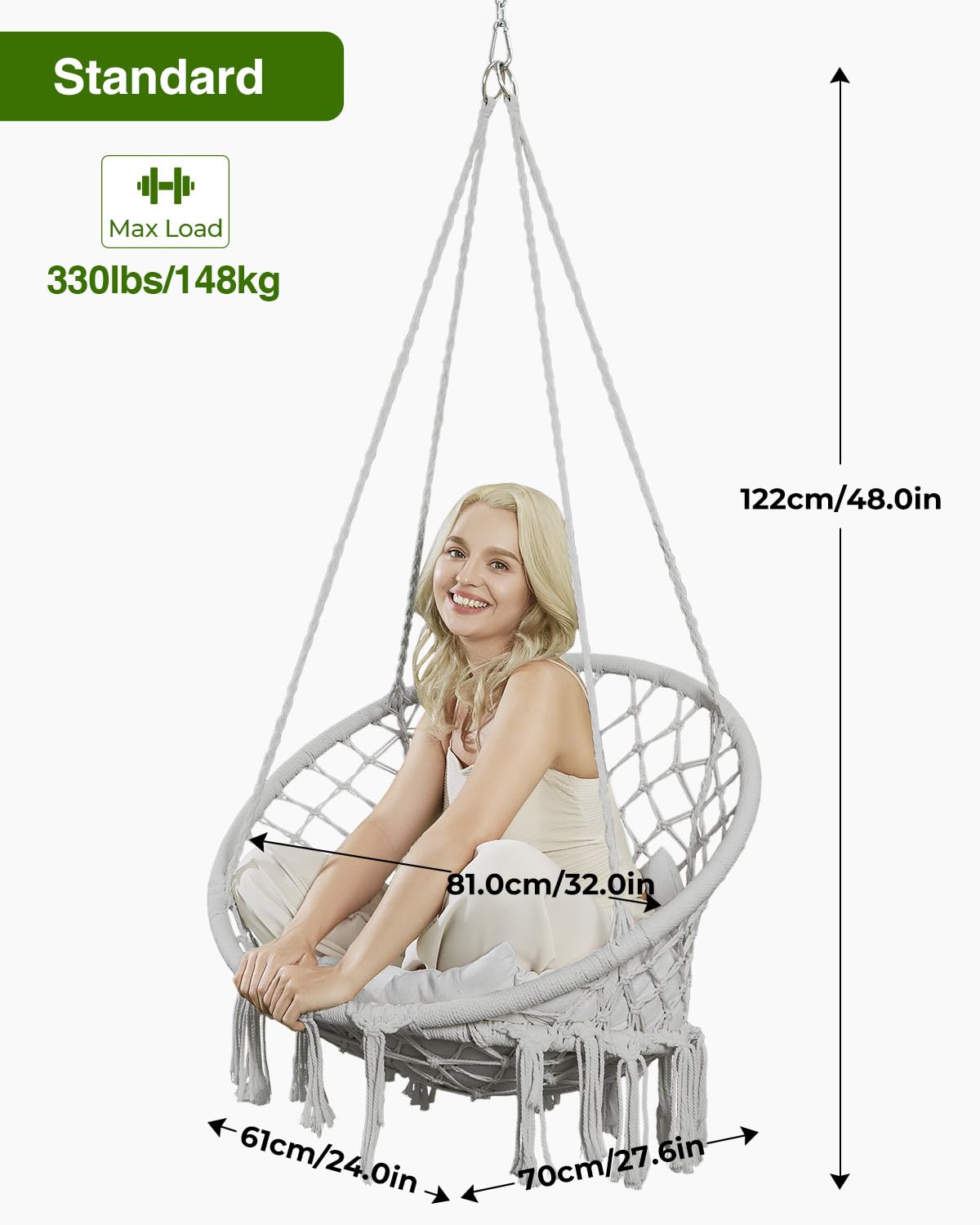 Greenstell hammock chair stand-compatible design lets you pair with a stand.