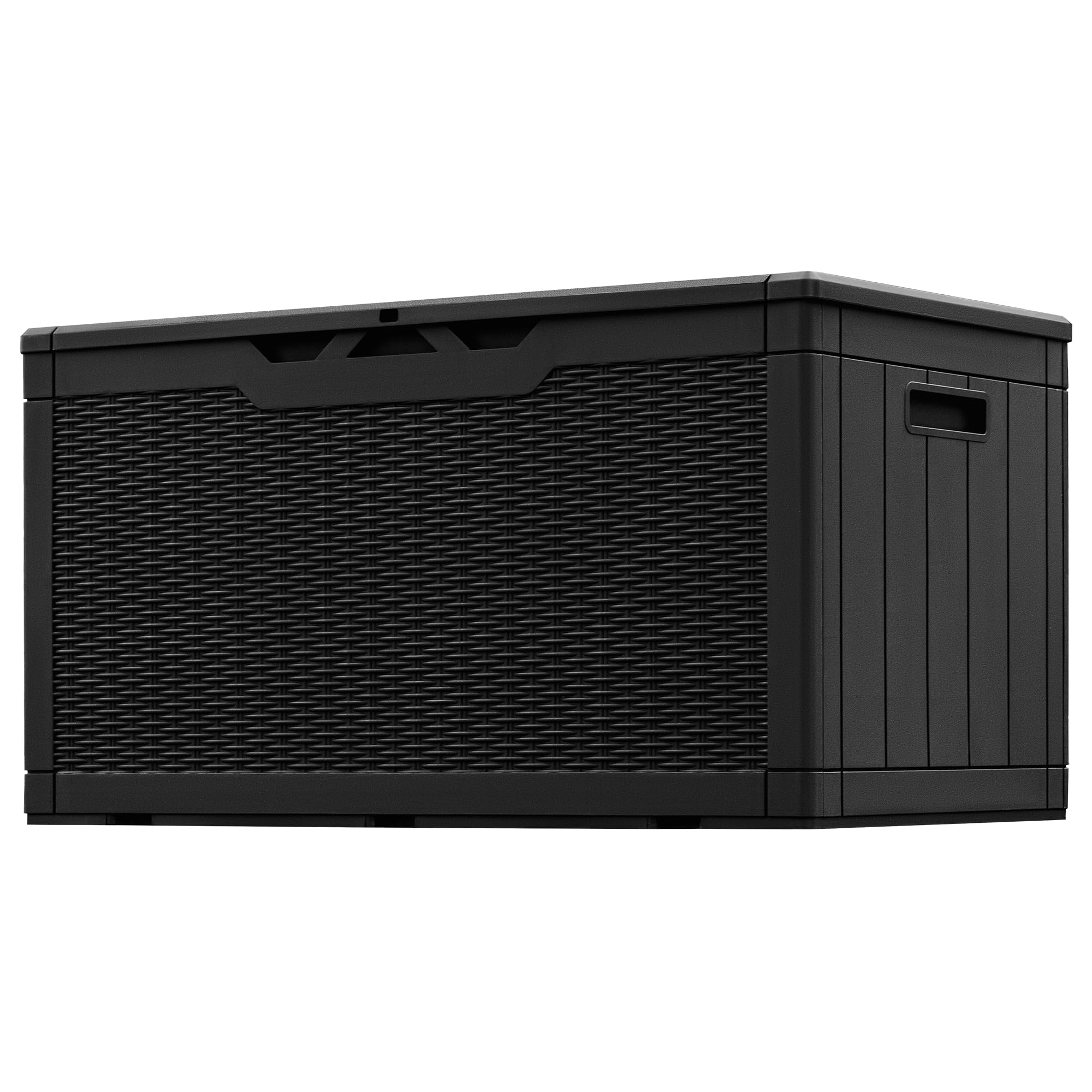 Greesum 100 gallon resin deck box stores garden tools safely in rain