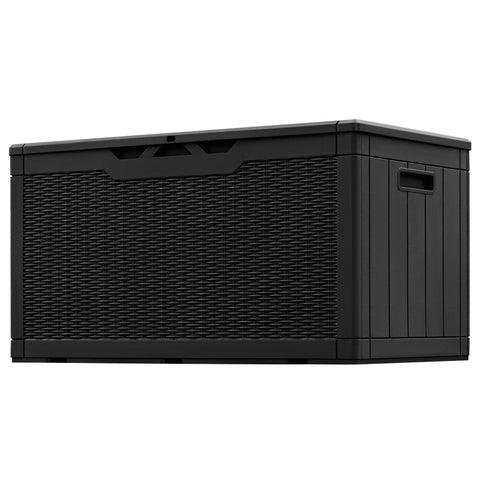 Greesum 100 gallon resin deck box stores garden tools safely in rain