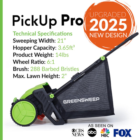 GreenSweep Pickup Pro 2 compact design with bag for debris