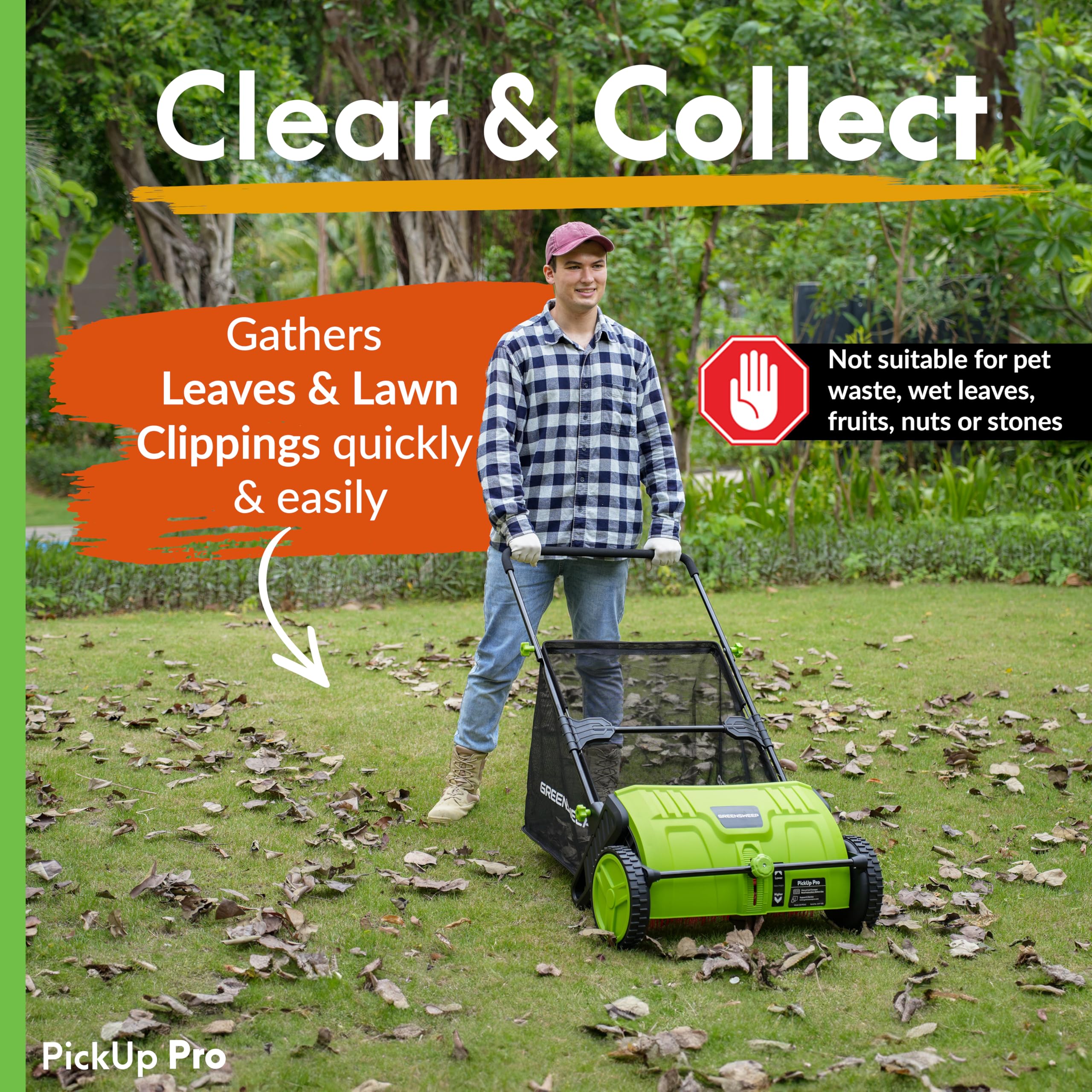 GreenSweep Pickup Pro 2 in action on a driveway cleaning debris