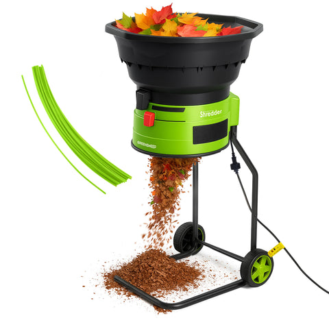GreenSweep XL bladeless shredder front view shows safe, blade-free operation.