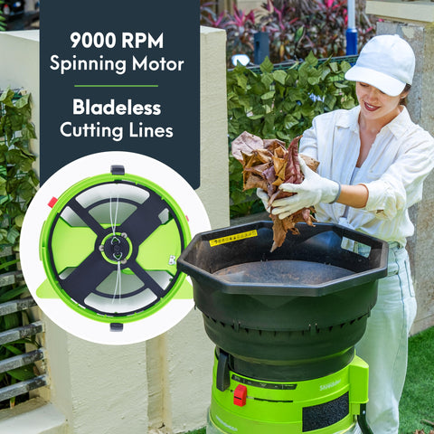 GreenSweep XL rolling wheels enable easy transport across the yard.