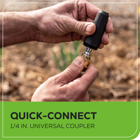 Greenworks metal spray gun with rugged metal body for heavy-duty tasks.