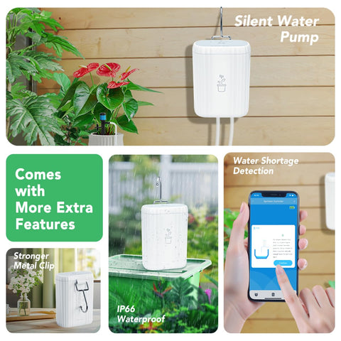 GreenVation USB-rechargeable battery powering long-lasting garden watering.