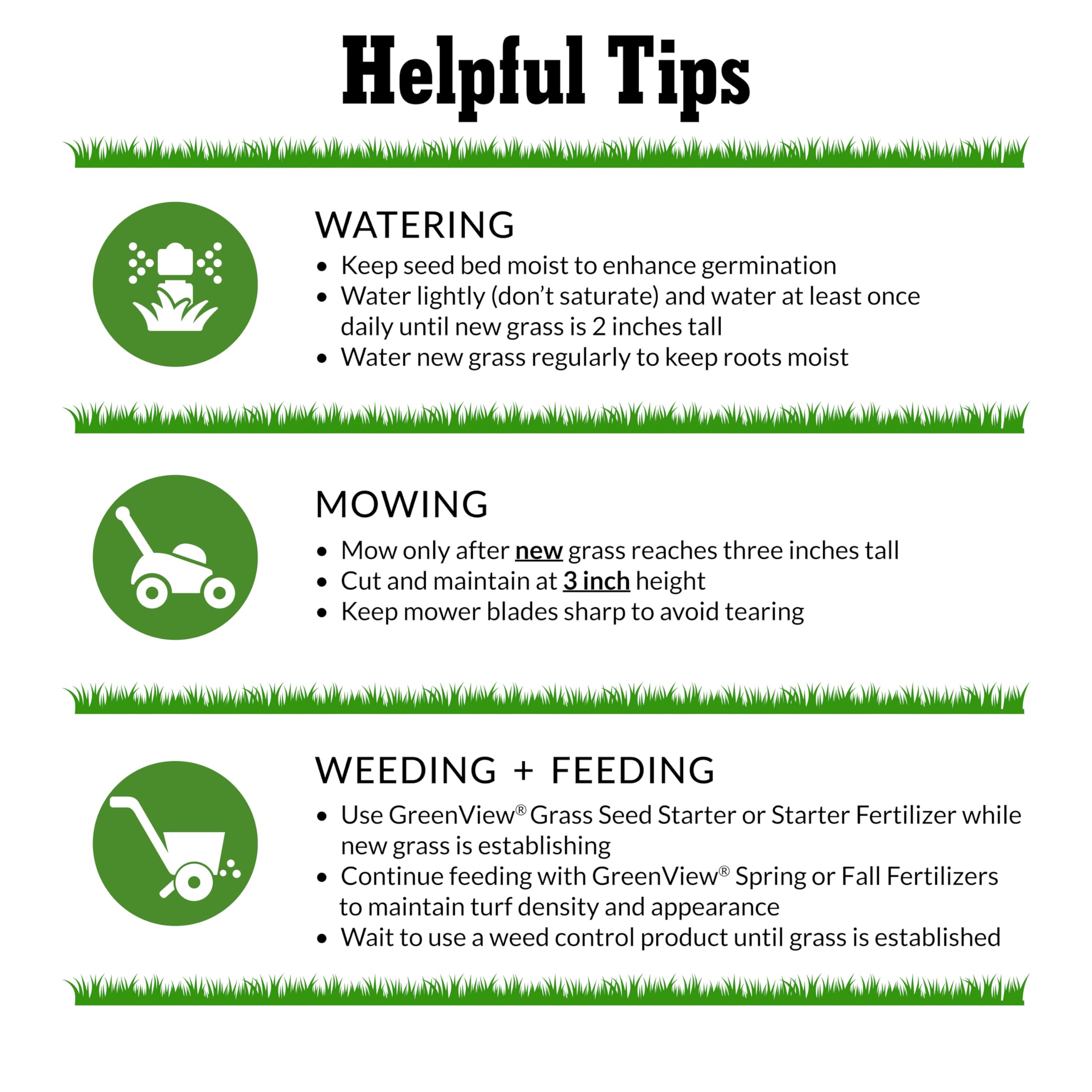 Large coverage: up to 1,500 sq ft with GreenView Pure Grass Seed.