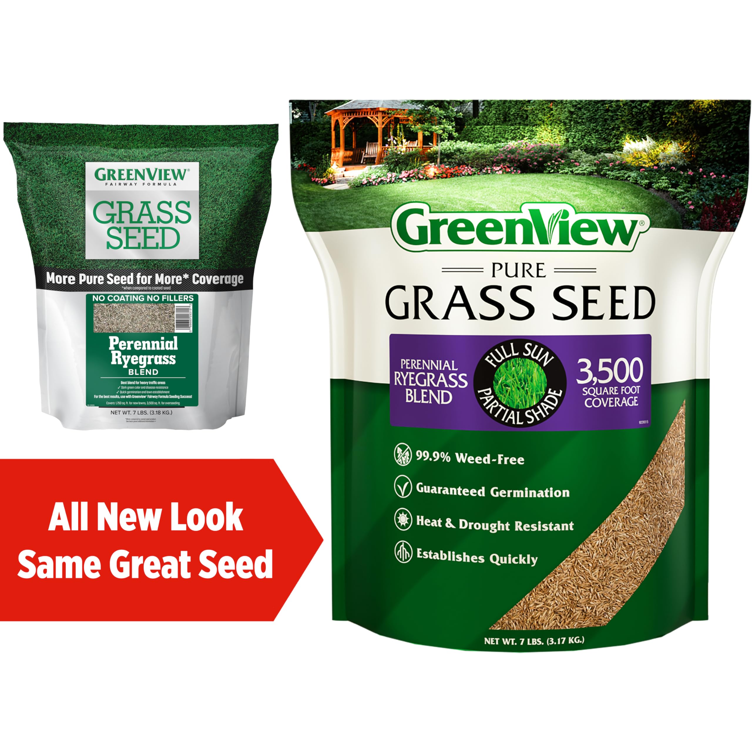 GreenView Pure Grass Seed ryegrass blend packaging for versatile lawns