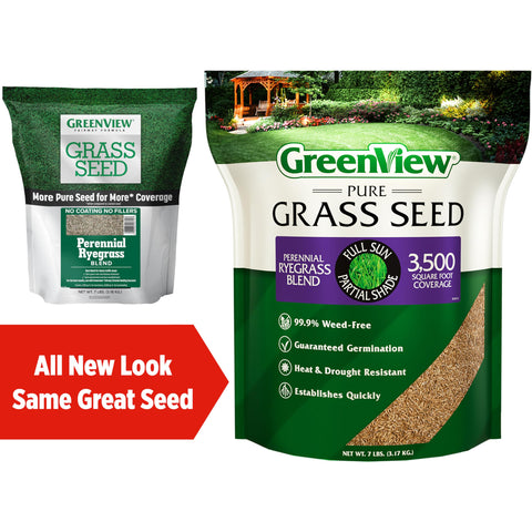 GreenView Pure Grass Seed ryegrass blend packaging for versatile lawns