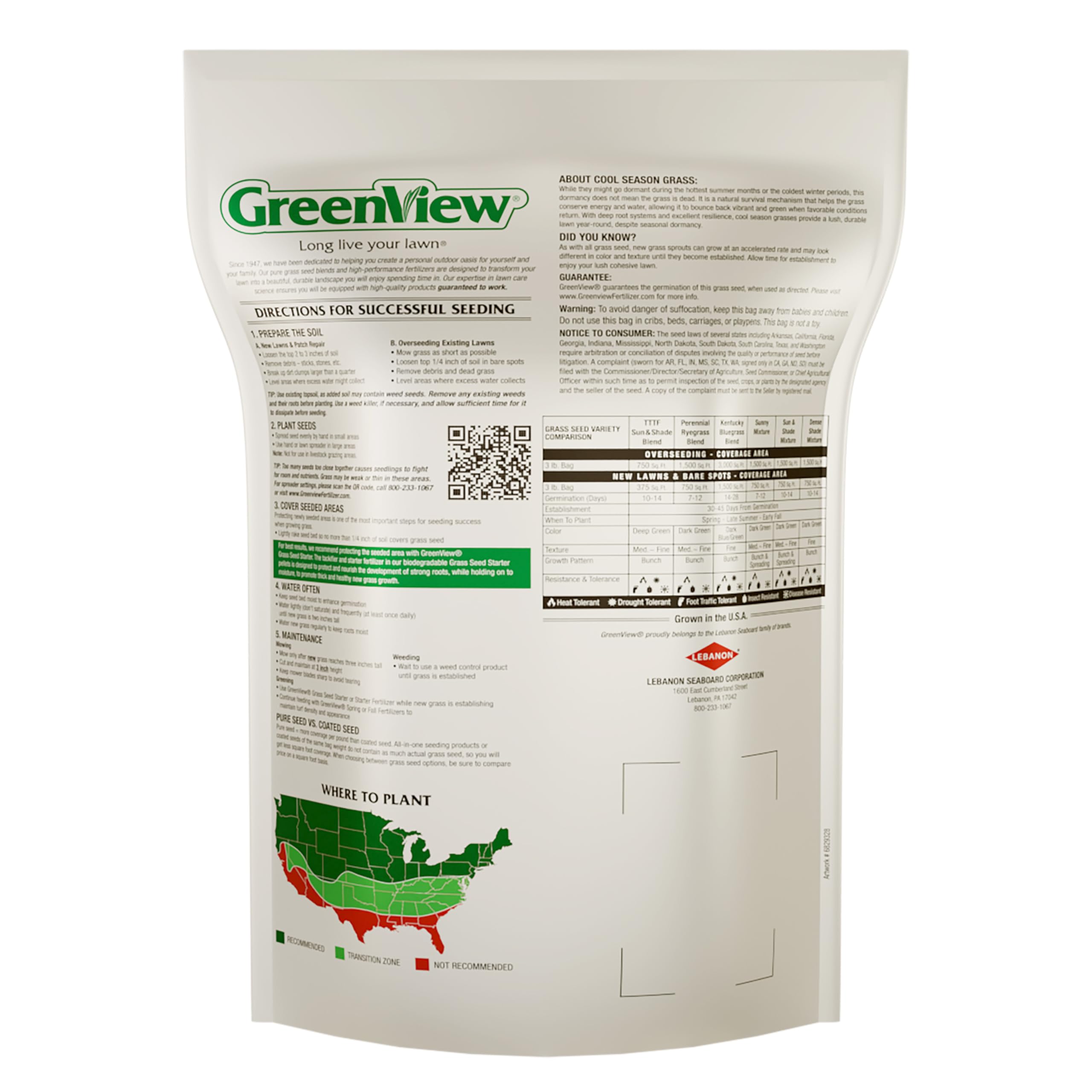 GreenView Pure Grass Seed Sunny Mix soil-applied seed ready for bare spot repair.