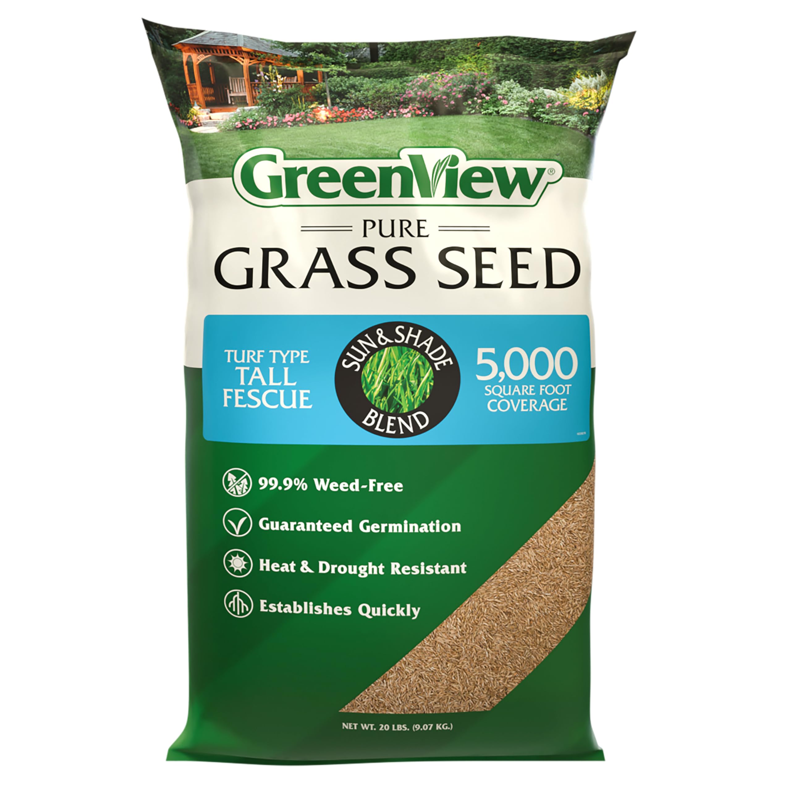 GreenView Pure Grass Seed tall fescue sun and shade blend for versatile lawns.