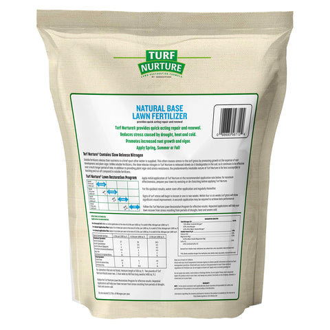 GreenView Turf Nurture bag label highlights 15-0-7 NPK for balanced feeding.