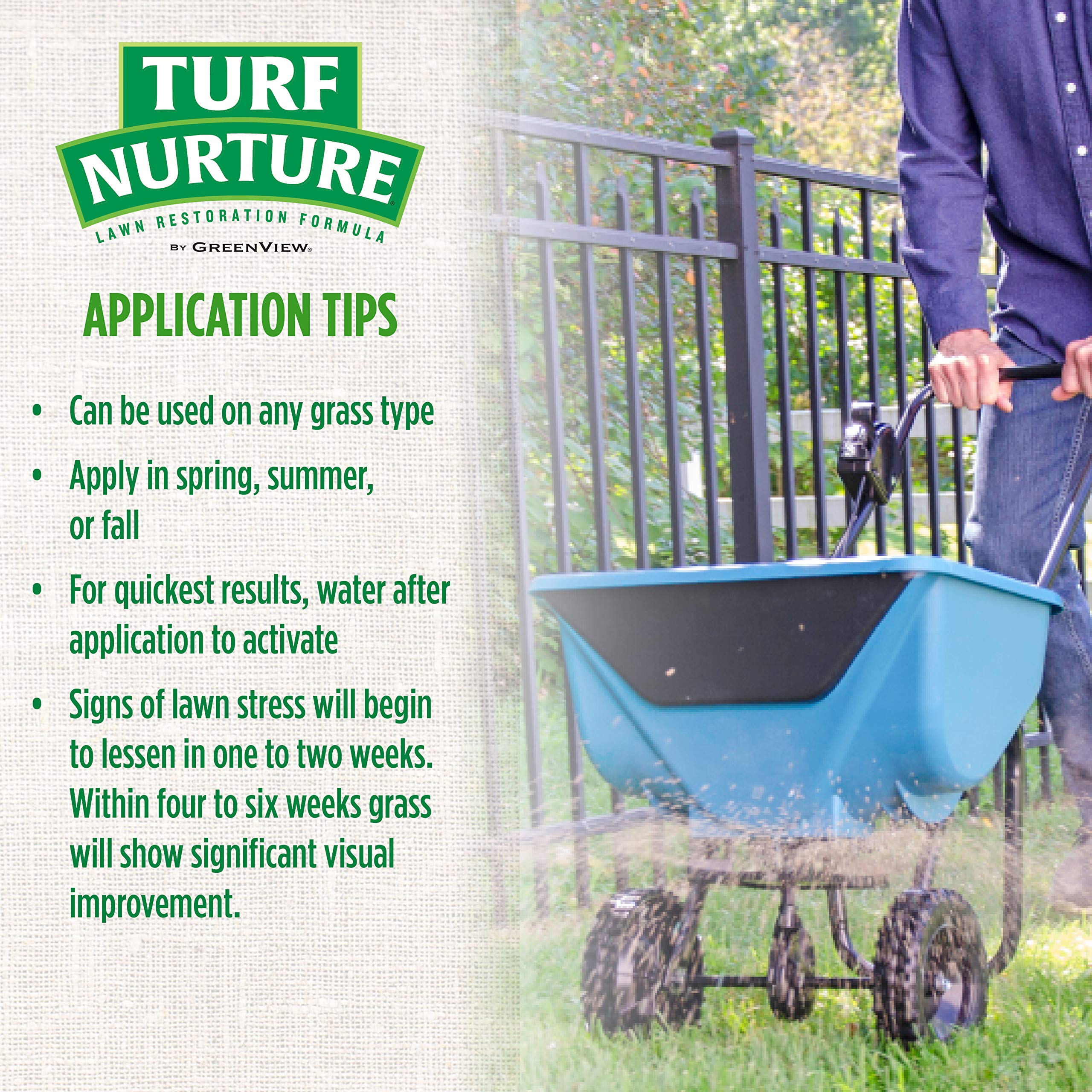 GreenView Turf Nurture emphasizes kid and pet safe usage.
