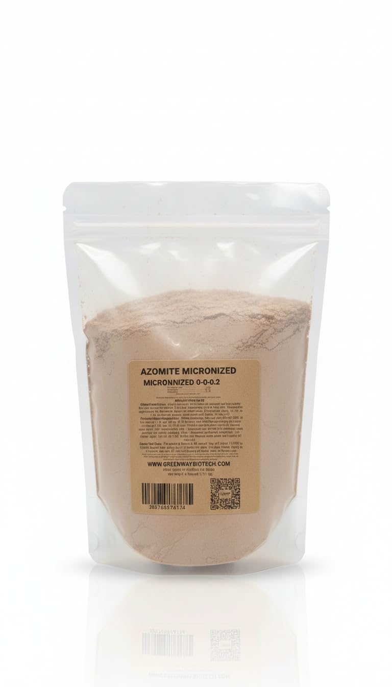 The Greenway Biotech Azomite rock dust bag boosts soil minerals for healthier crops.