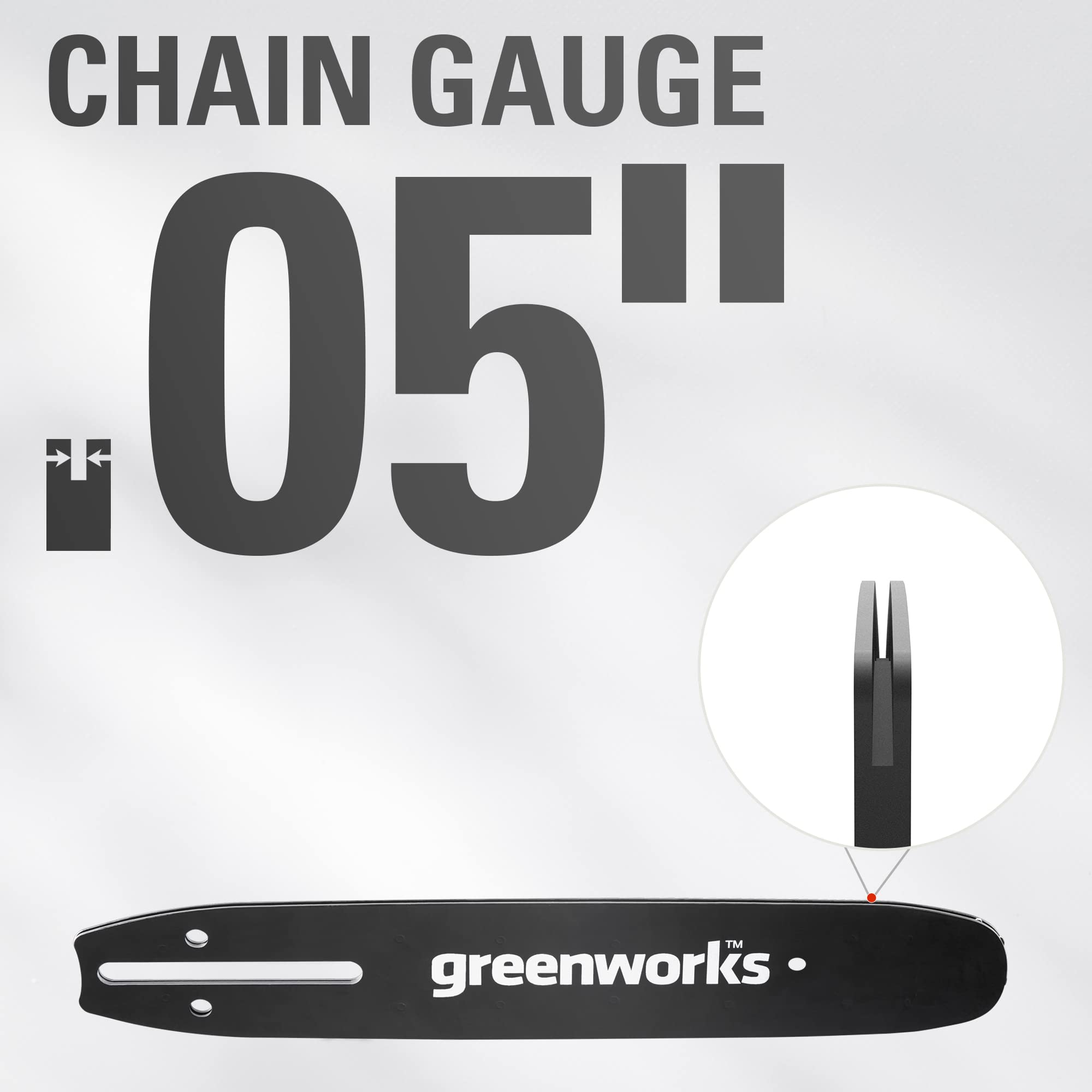 Greenworks chain with 0.05 gauge for precise and durable cuts