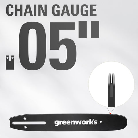 Greenworks chain with 0.05 gauge for precise and durable cuts