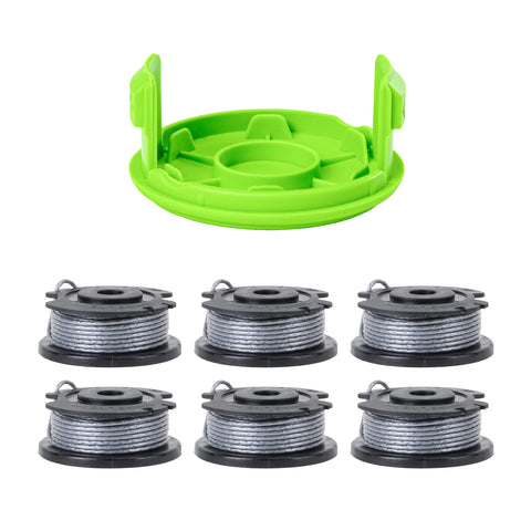 Greenworks 0.065 auto-feed spool for fast, even line.