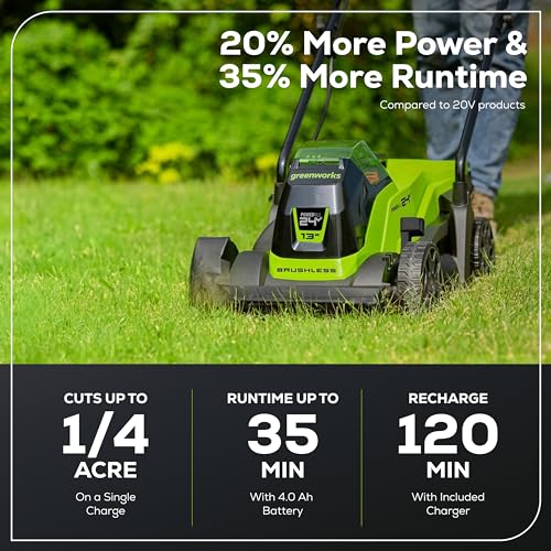 13-inch poly deck provides easy maneuvering around borders and plants.